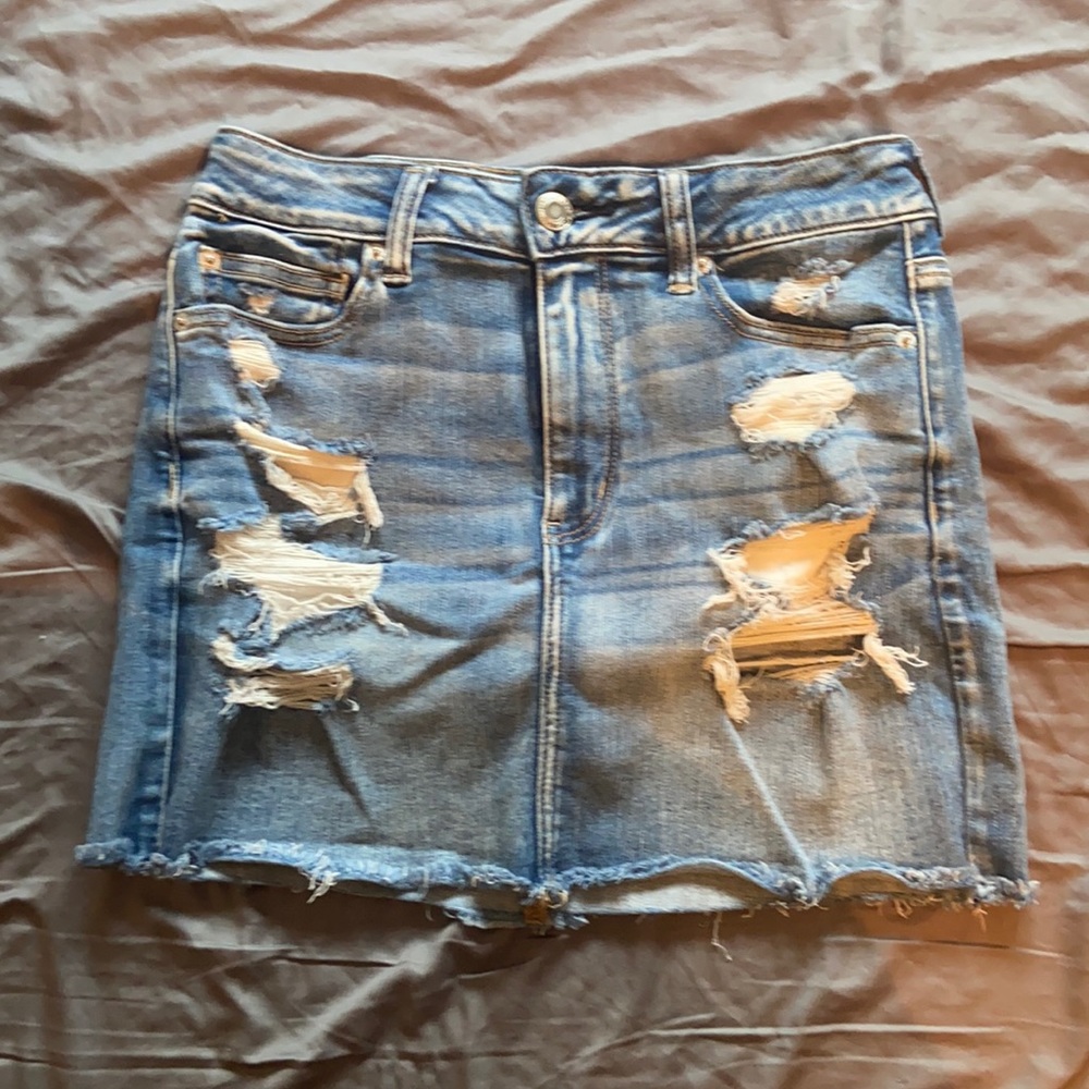 American Eagle Ripped Jean Skirt - Picture 1 of 2